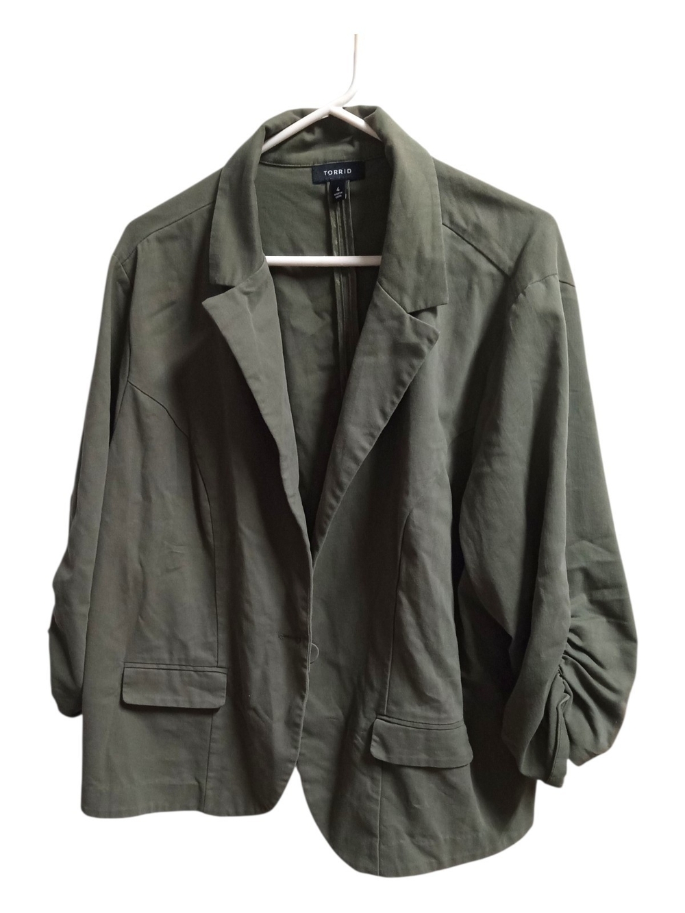 Torrid Olive Green Relaxed Ruched Blazer Jacket 4X